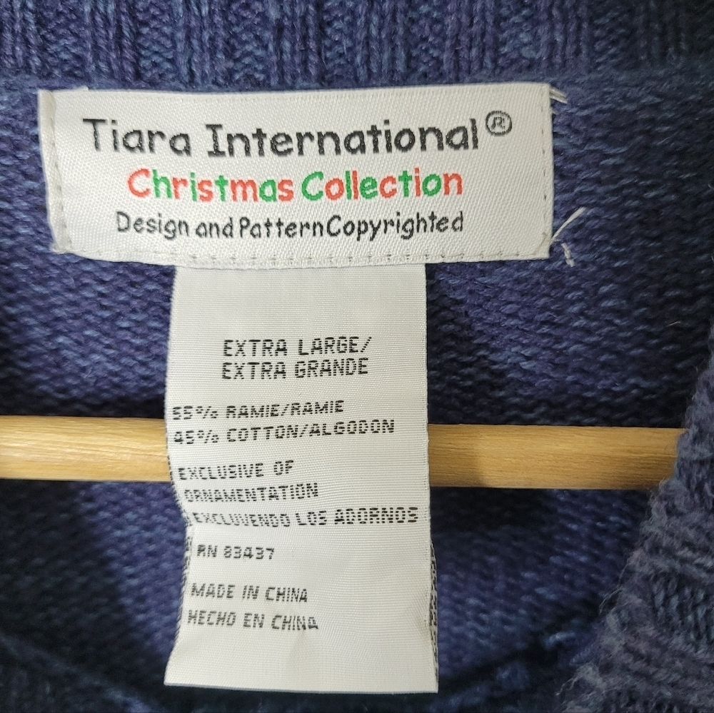 Tiara International Holiday Village Christmas Cardigan Sweater Full Zip Size XL - Picture 7 of 8